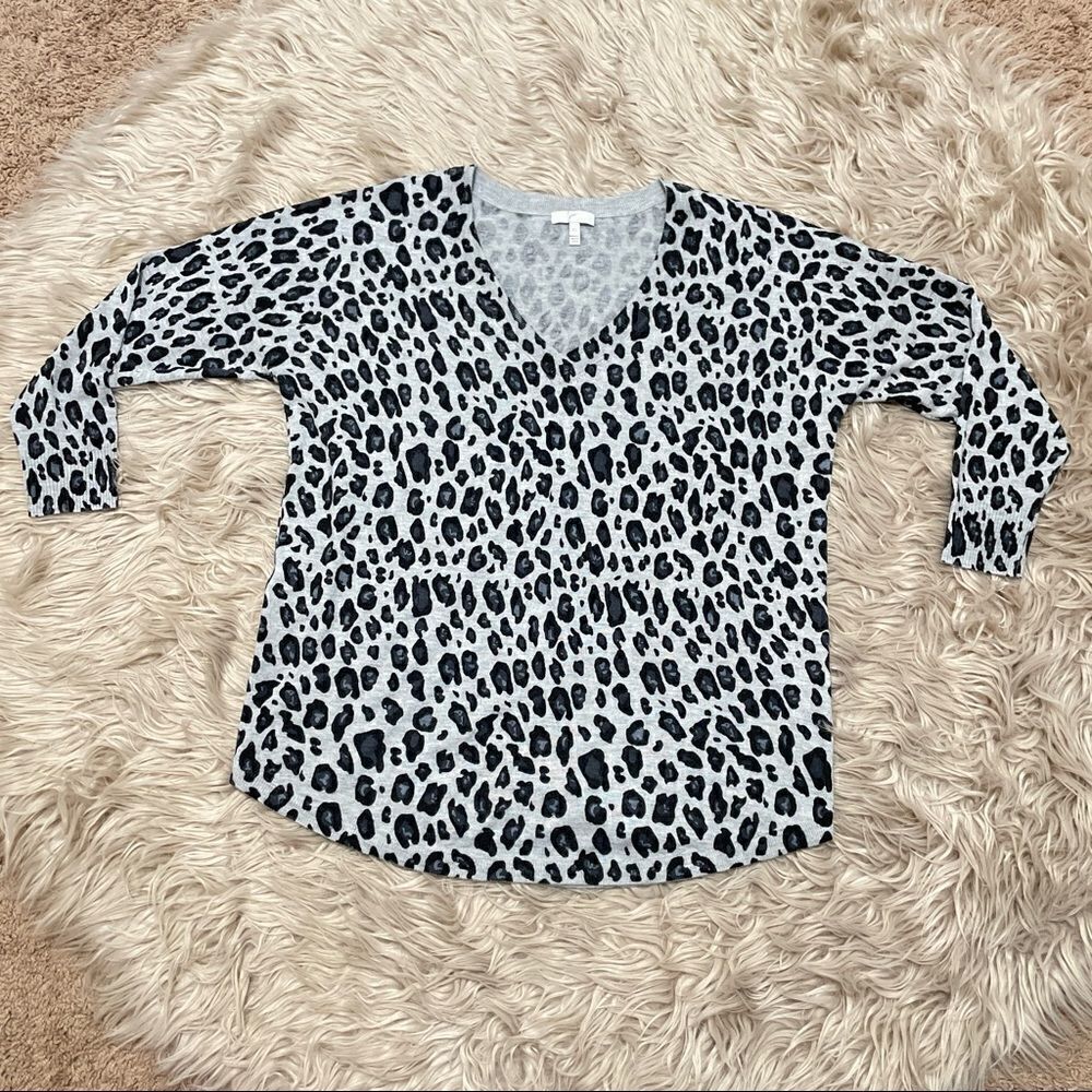 Joie leopard print vneck sweater XS